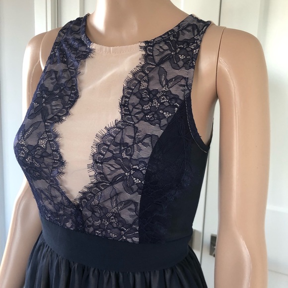 Elise Ryan Sleeveless Lace Mini Dress Blue 2 XS - Picture 4 of 4